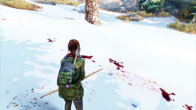 The wounded animal will leave behind not only hoof prints, but also blood stains - The Hunt - Lakeside Resort - The Last of Us - Game Guide and Walkthrough
