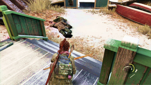 The next enemy will be standing at the entrance to the building, and another two, to the right of the house - The Hunt - Lakeside Resort - The Last of Us - Game Guide and Walkthrough