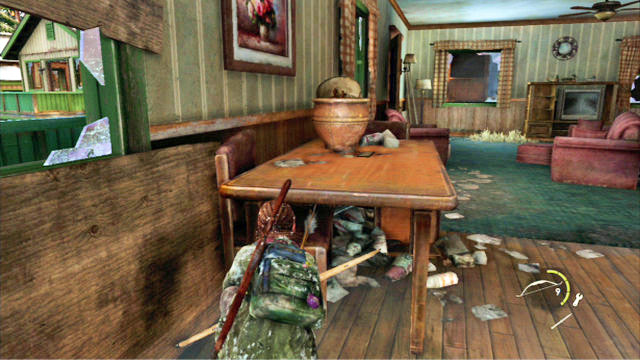 Hide at the wall to the left and wait near the hole for the first one of the bandits to appear - The Hunt - Lakeside Resort - The Last of Us - Game Guide and Walkthrough