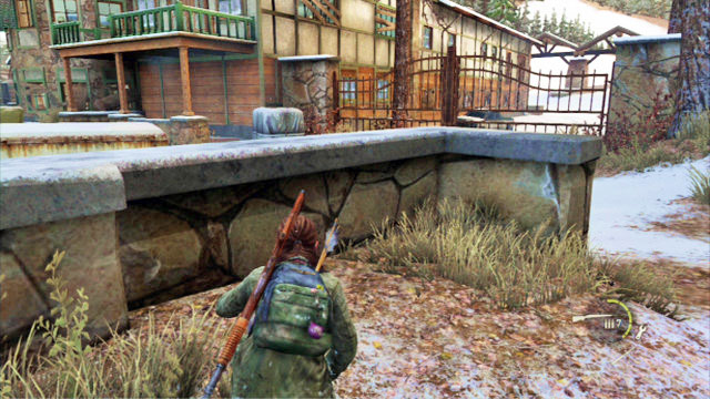 Once you reach another cluster of houses, crouch and go slowly to the left - The Hunt - Lakeside Resort - The Last of Us - Game Guide and Walkthrough