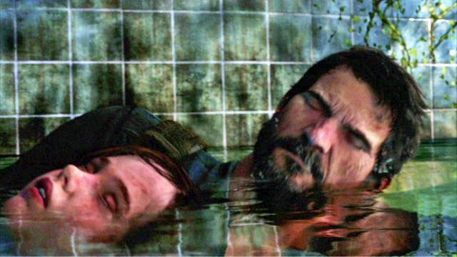 To finish this stage, swim ahead and take the drowning Ellie with you - Underground Tunnel (text & map) - Bus Depot - The Last of Us - Game Guide and Walkthrough