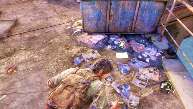 Sneak up to the barrels to the right and hide behind them - The Quarantine Zone - Artifacts and pendants - The Last of Us - Game Guide and Walkthrough