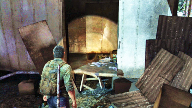 After you jump over the truck that is blocking the road, turn around and enter the trailer - The Outskirts - Artifacts and pendants - The Last of Us - Game Guide and Walkthrough