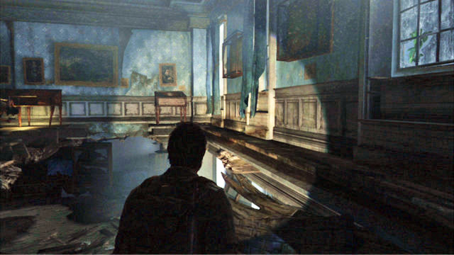 Stand on the top of the slant and jump onto the ledge of the wall to the left - The Outskirts - Artifacts and pendants - The Last of Us - Game Guide and Walkthrough