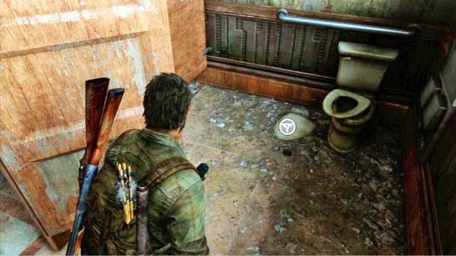 As you walk through the corridor below, you will pass by two toilets - Hotel Lobby (Pittsburgh) - Artifacts and pendants - The Last of Us - Game Guide and Walkthrough