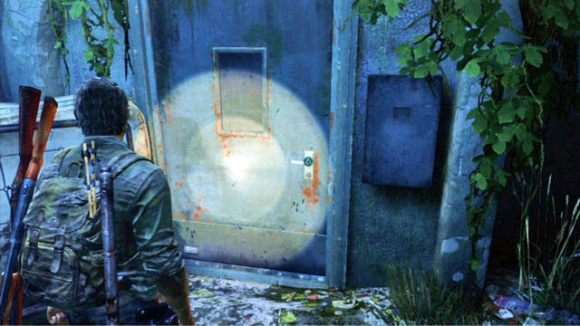Sneak up the stairs and open the blue door to your left (behind the wooden counter) - The Suburbs - Sewer - Artifacts and pendants - The Last of Us - Game Guide and Walkthrough