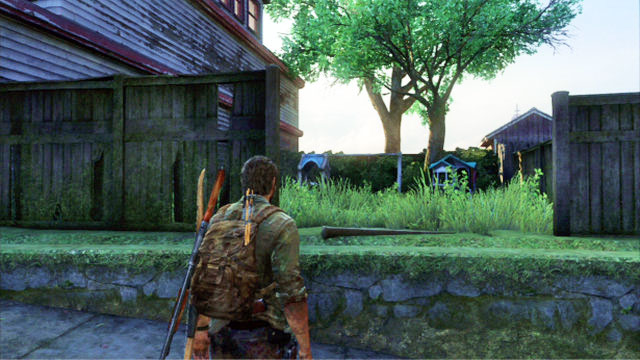 To the right of the abovementioned house, there is a small garden with a tree in it - Suburbs - Suburbs - Artifacts and pendants - The Last of Us - Game Guide and Walkthrough