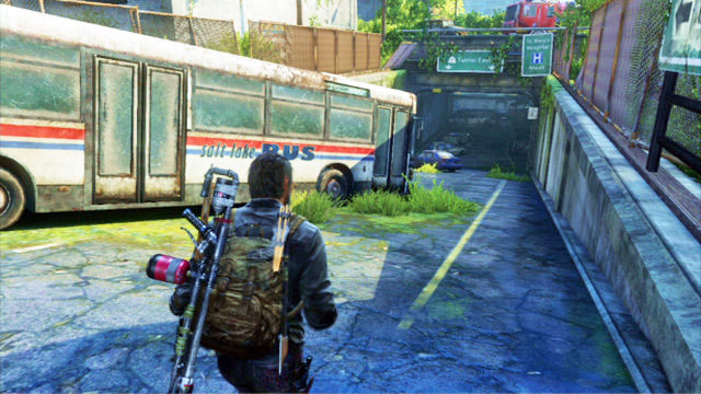 Once you notice the underground tunnel, walk around the bus wreck from the left - Bus Depot - Artifacts and pendants - The Last of Us - Game Guide and Walkthrough