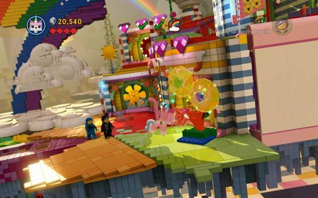 Destroy the colorful flower to proceed to the other side - Escape from Cloud Cuckoo Land - The story mode - The LEGO Movie Videogame - Game Guide and Walkthrough