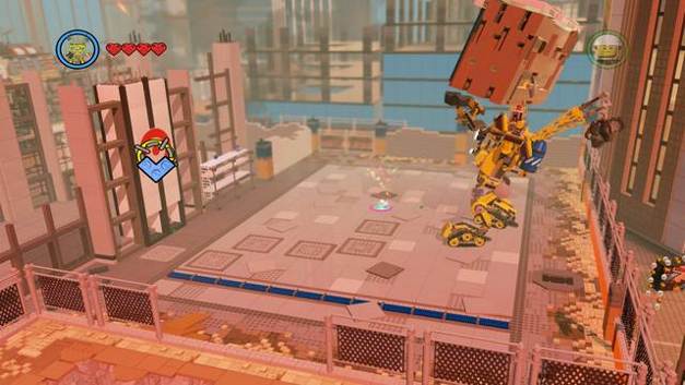 Throw the object at the building with the target on it - The Final Showdown - The story mode - The LEGO Movie Videogame - Game Guide and Walkthrough