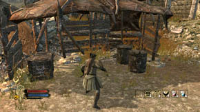 Behind the false wall you will find (from the left): a crate, mushroom, golden treasure chest, hiding place with items in the wall (this is the [SECRET 2/5 for Eradan], you'll need to change the character after the game is saved to discover this secret), barrel and a heap of items - Inner Wards - p. 1 - Chapter 1 - The Lord of the Rings: War in the North - Game Guide and Walkthrough