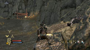 The broken wall will take you to a small cave, where you will find three veins of gold on walls and a chest with treasure - The Grey Mountains - p. 1 - Chapter 6 - The Lord of the Rings: War in the North - Game Guide and Walkthrough