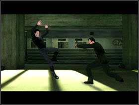 It's the famous fight with Agent Smith in the old subway station - Subway Showdown - Walkthrough - The Matrix: Path of Neo - Game Guide and Walkthrough