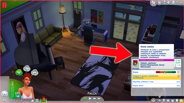 To be promoted faster you should complete your daily tasks such as writing new sketches or making meals - How to play well - The Sims 4 - Game Guide and Walkthrough