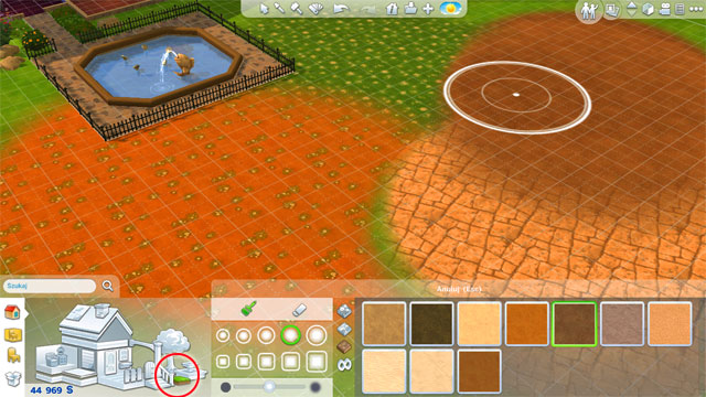 Using the terrain covering tool, you can freely change the look of the surface: it can be flowery grass, sand, gravel, or even stones - Expanding a house - The house - The Sims 4 - Game Guide and Walkthrough