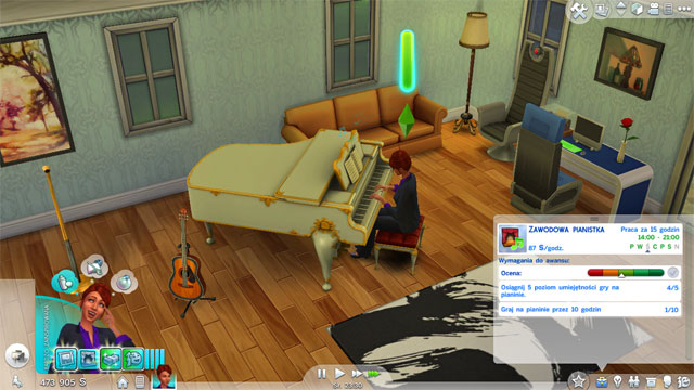 As a Professional Pianist (7 A) you need to learn the 5th level of Piano and to play this instrument for 10 hours what is really easy - Entertainment - Career tracks - The Sims 4 - Game Guide and Walkthrough