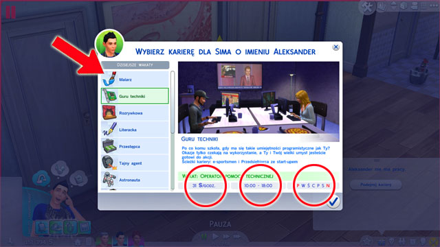 In the pop-up, on the left, you can see the list of the available careers - Work - The Sim Environment - The Sims 4 - Game Guide and Walkthrough