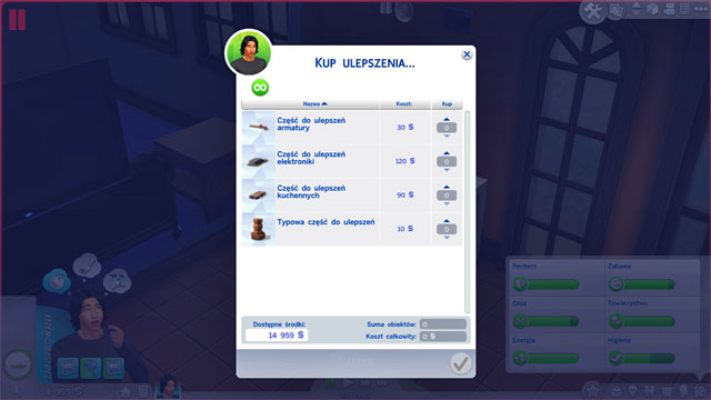 If you cant choose an unlocked upgrade option it means you dont have the necessary parts - Handiness - Skills - The Sims 4 - Game Guide and Walkthrough