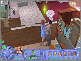 You should start thinking about choosing actions from the Kiss section (#1) - Chapter 9 - Scenario 1 - The Sims Life Stories - Game Guide and Walkthrough