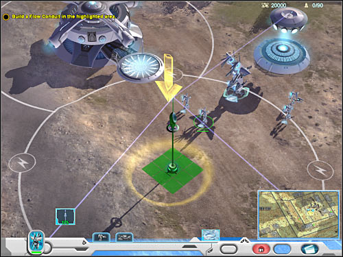 Second objective: Build Recycling Centers in the highlighted areas - Mission 1 - part 1 - Novus - Universe at War: Earth Assault - Game Guide and Walkthrough