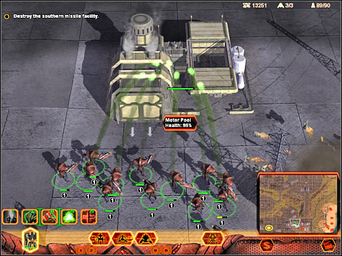 Your main target building (screen) is going to be guarded by a small group of enemy units - Mission 2 - part 3 - Hierarchy - Universe at War: Earth Assault - Game Guide and Walkthrough