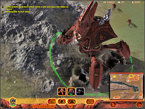 You'll be moving west, however you should stop your Walkers once you're close enough to an enemy base (6 on the map) - Mission 4 - part 2 - Hierarchy - Universe at War: Earth Assault - Game Guide and Walkthrough