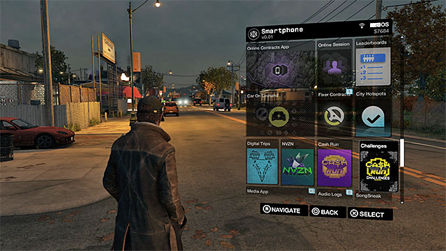 The smartphone screen - Aidens equipment - Watch Dogs - Game Guide and Walkthrough