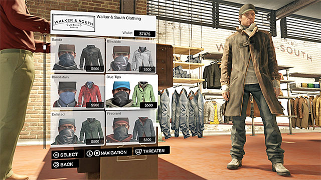 You can buy new outfits at stores - Aidens equipment - Watch Dogs - Game Guide and Walkthrough