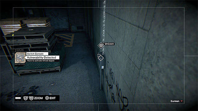 Stick to the left side of the cargo bay, get past two enemies on the right (one of them leaning against a van and the other patrolling the area) - Mission 5 (Open Your World) - Main missions - Act I - Watch Dogs - Game Guide and Walkthrough