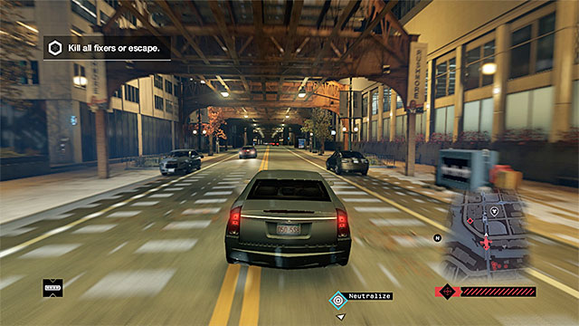 Thanks to driving under the railway, you will avoid fire from the helicopter - Mission 7 (Not the Pizza Guy) - Main missions - Act I - Watch Dogs - Game Guide and Walkthrough