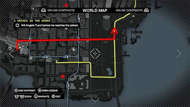You need to hurry, because you are required to attack the convoy and eliminate Angelo Tucci, before he reaches the prison - Mission 8 (A Wrench in the Works) - Main missions - Act I - Watch Dogs - Game Guide and Walkthrough