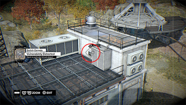 Remain on the balcony and hack into the camera on another dish, which you can see in the distance - Mission 1 (Hope Is a Sad Thing) - Main missions - Act III - Watch Dogs - Game Guide and Walkthrough