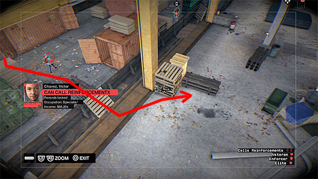 Switch to the next camera and do nothing, until the nearby guard goes back towards the red containers, which Nicole has just passed by - Mission 5 (Little Sister) - Main missions - Act IV - Watch Dogs - Game Guide and Walkthrough
