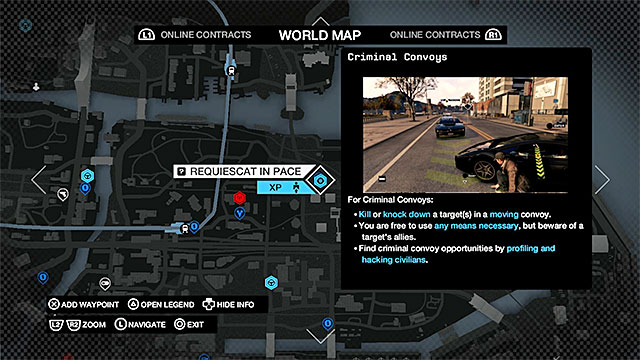 An example marker of a criminal convoy - Ways to unlock and general premises - Criminal Convoys - Watch Dogs - Game Guide and Walkthrough