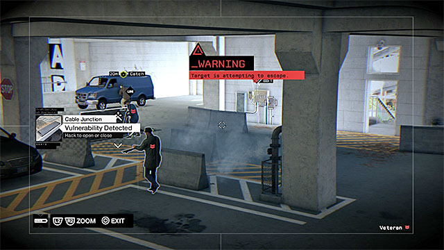 If the mission target starts escaping, you need to catch up with him (on foot or in a car) - Description of a typical infiltration of a gang hideout - Gang Hideouts - Watch Dogs - Game Guide and Walkthrough