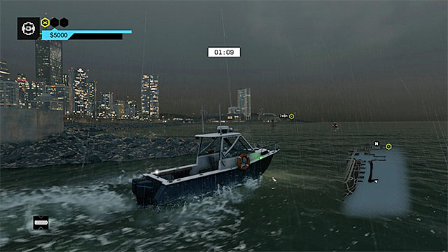 Do not collide with the rocks, because you can unnecessarily damage the boat - Contracts - Brandon Docks - Fixer Contracts - Watch Dogs - Game Guide and Walkthrough