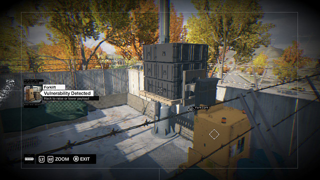 The camera view of the forklift that you need to move - ctOS Towers - Maps of Secrets - Watch Dogs - Game Guide and Walkthrough