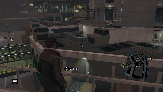 The view of the ladder on the parking lot - ctOS Towers - Maps of Secrets - Watch Dogs - Game Guide and Walkthrough