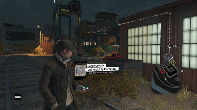The switch on the booth, next to the tracks - ctOS Towers - Maps of Secrets - Watch Dogs - Game Guide and Walkthrough