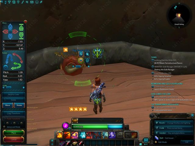 On the left you can see a panel used for positioning and rotating items - 6. Housing - WildStar in 10 Easy Steps - WildStar - Game Guide and Walkthrough