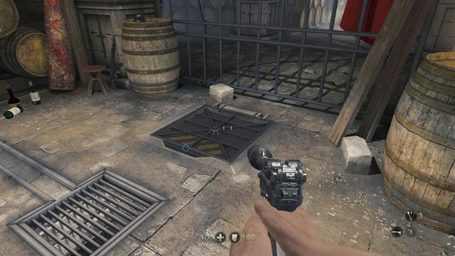 In the next room kill all the enemies and use the hatch seen in the picture, in order to get to the other side - Chapter 2 - Docks - Walkthrough - Wolfenstein: The Old Blood - Game Guide and Walkthrough