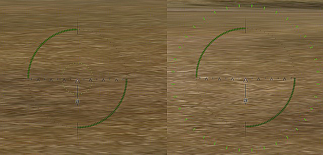 Gun's dispersion with the sight fully contracted (on the left) and while moving (on the right). - Guns accuracy - Game mechanics - World of Tanks - Game Guide and Walkthrough