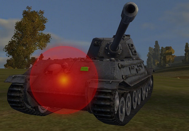 Despite the fact, that the shell hit the hardest enemy armor, the blast wave got inside the vehicle through driver's vision slit (marked in green). - Damage - Game mechanics - World of Tanks - Game Guide and Walkthrough
