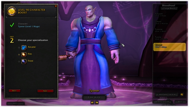 After you select a character, you will be asked to select specialization - 5. Character boost to level 90 - World of Warcraft: Warlords of Draenor - Game Guide and Walkthrough