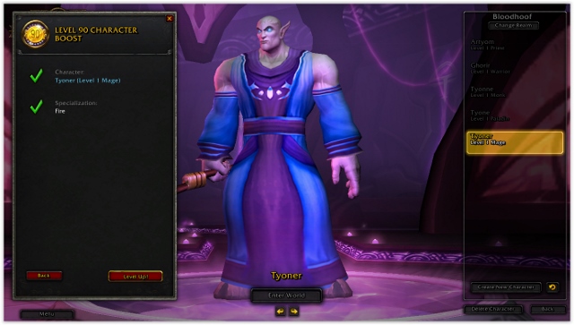 After you select specialization, all left to do is to click the level up - 5. Character boost to level 90 - World of Warcraft: Warlords of Draenor - Game Guide and Walkthrough