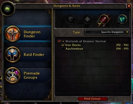 After you select Specific Dungeons, you can pick the individual instances that you want to take part in - Dungeons - World of Warcraft: Warlords of Draenor - Game Guide and Walkthrough