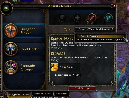 As you can see, using the search engine ensures you with lots of gold and experience, once a day. - Dungeons - World of Warcraft: Warlords of Draenor - Game Guide and Walkthrough
