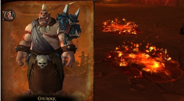 The indispensable element of the battle against Gugrokk is maneuvering around the pools of magma. - Bloodmaul Slag Mines - Dungeons - World of Warcraft: Warlords of Draenor - Game Guide and Walkthrough
