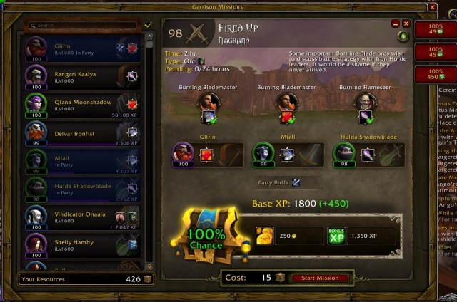 If you enter the menu for dispatching your followers on mission, you also note some changes - Garrison Mission Manager + Master Plan - Fieldcane Add-ons - World of Warcraft: Warlords of Draenor - Game Guide and Walkthrough
