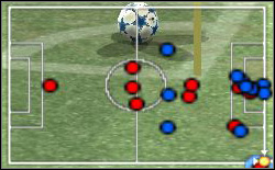 On time of executing of the corner kick the shift to the attack of four reds players is occurring - Nuances of the control - World Soccer Winning Eleven 9 - Game Guide and Walkthrough